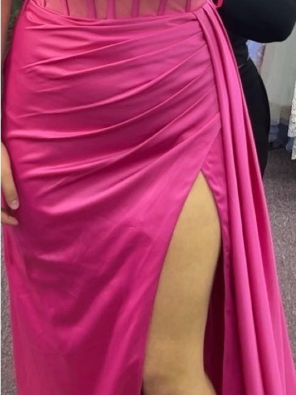 Hot Pink High-Slit Ruched Maxi Skirt